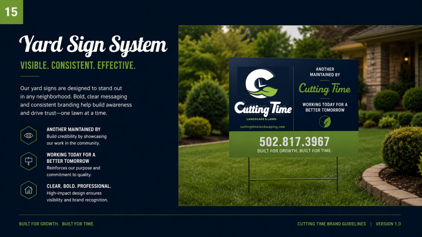 Cutting Time yard sign